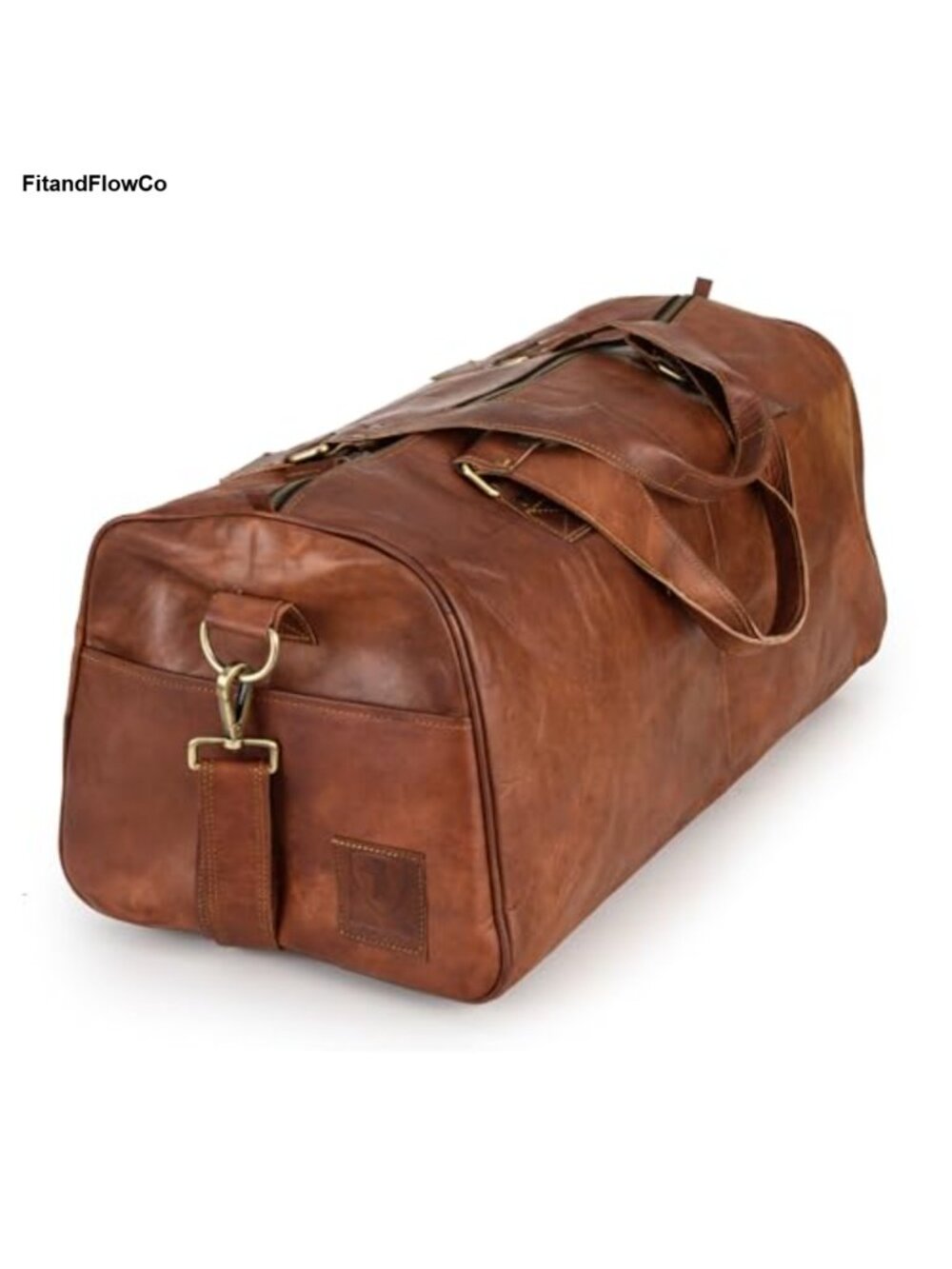 Full Grain Vegetable-Tanned Leather Duffle Bag Travel Gym Weekender